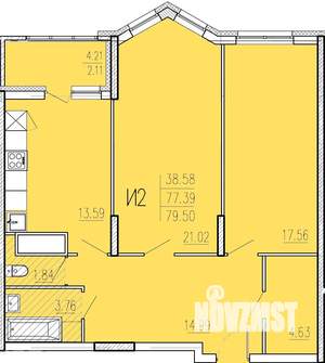 2-к квартира, сданный дом, 80м2, 10/18 этаж