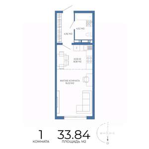 1-к квартира, вторичка, 34м2, 10/17 этаж