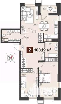 2-к квартира, вторичка, 103м2, 11/18 этаж