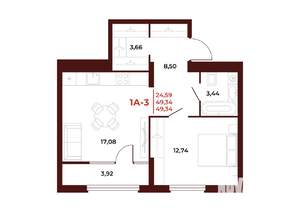 1-к квартира, вторичка, 49м2, 11/18 этаж