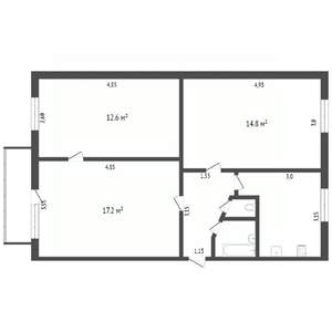 3-к квартира, вторичка, 61м2, 3/5 этаж