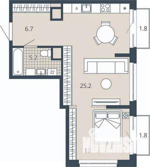 1-к квартира, вторичка, 52м2, 22/23 этаж