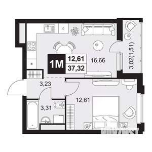 2-к квартира, вторичка, 37м2, 8/20 этаж