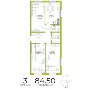 3-к квартира, строящийся дом, 85м2, 6/18 этаж