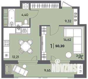 1-к квартира, вторичка, 50м2, 9/18 этаж