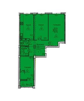 3-к квартира, строящийся дом, 75м2, 2/18 этаж