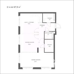 2-к квартира, вторичка, 68м2, 5/21 этаж