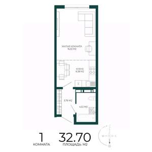 1-к квартира, вторичка, 33м2, 8/17 этаж