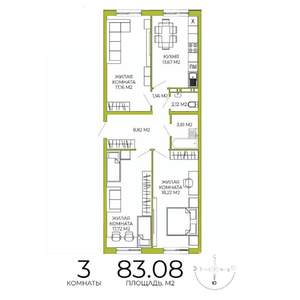 3-к квартира, строящийся дом, 83м2, 9/18 этаж
