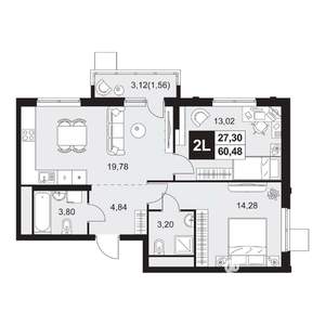 3-к квартира, вторичка, 60м2, 9/20 этаж