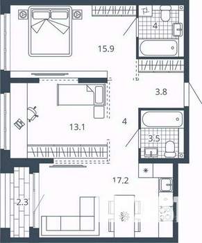 2-к квартира, вторичка, 64м2, 10/24 этаж