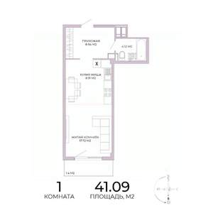 1-к квартира, строящийся дом, 41м2, 10/17 этаж