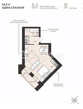 1-к квартира, вторичка, 40м2, 5/17 этаж