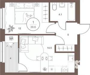 1-к квартира, вторичка, 40м2, 2/16 этаж