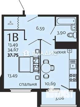 1-к квартира, вторичка, 38м2, 5/5 этаж