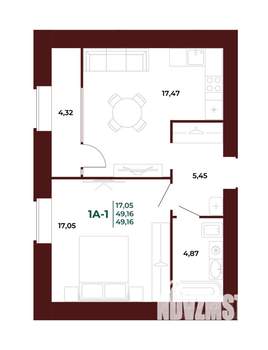 1-к квартира, вторичка, 51м2, 16/17 этаж