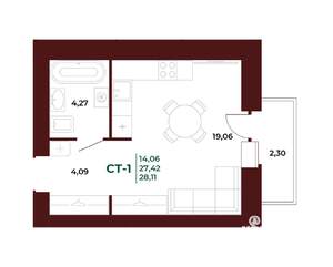 Студия квартира, вторичка, 28м2, 6/17 этаж