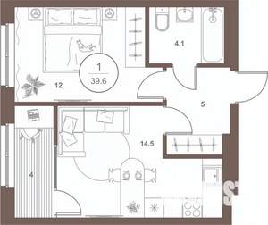 1-к квартира, вторичка, 39м2, 3/16 этаж