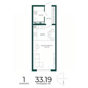 1-к квартира, вторичка, 33м2, 14/17 этаж