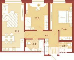 3-к квартира, вторичка, 65м2, 7/17 этаж