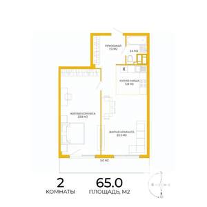 2-к квартира, вторичка, 65м2, 15/17 этаж