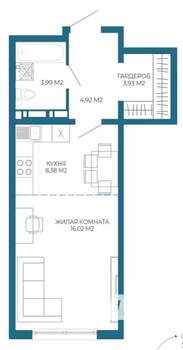 1-к квартира, вторичка, 37м2, 16/17 этаж
