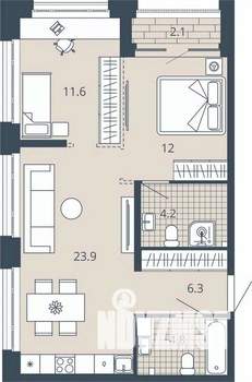 2-к квартира, вторичка, 63м2, 23/23 этаж