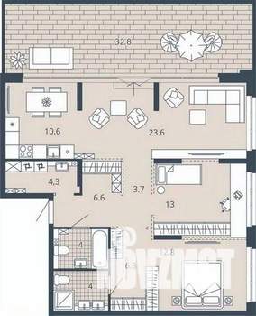 2-к квартира, вторичка, 104м2, 17/23 этаж
