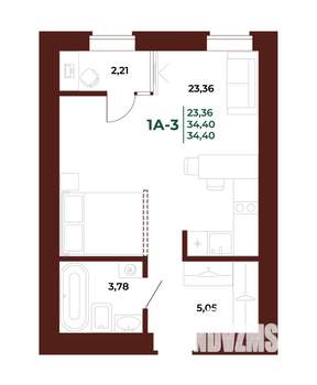 1-к квартира, вторичка, 35м2, 16/17 этаж