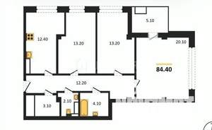 3-к квартира, сданный дом, 83м2, 5/18 этаж