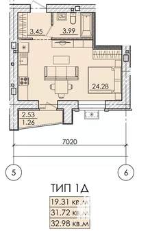 1-к квартира, строящийся дом, 34м2, 10/18 этаж