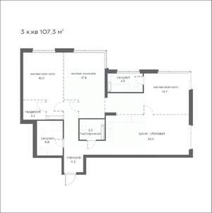 3-к квартира, вторичка, 107м2, 13/21 этаж