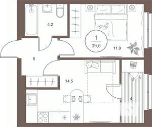 1-к квартира, вторичка, 39м2, 6/16 этаж