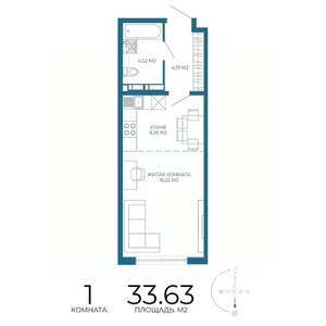 1-к квартира, вторичка, 34м2, 9/17 этаж
