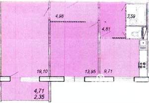 2-к квартира, вторичка, 61м2, 6/10 этаж