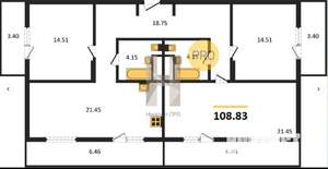 3-к квартира, вторичка, 109м2, 10/17 этаж