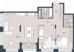 2-к квартира, вторичка, 90м2, 3/23 этаж