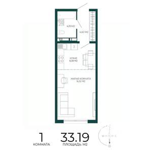 1-к квартира, строящийся дом, 33м2, 15/17 этаж