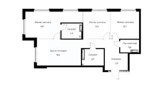 3-к квартира, вторичка, 92м2, 4/23 этаж