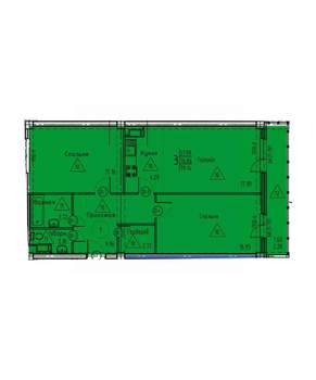 3-к квартира, строящийся дом, 79м2, 17/18 этаж