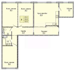 3-к квартира, строящийся дом, 121м2, 9/18 этаж