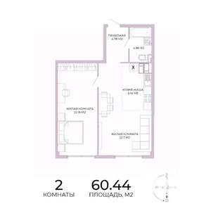 2-к квартира, строящийся дом, 60м2, 10/17 этаж