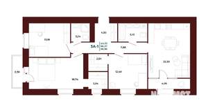 3-к квартира, вторичка, 97м2, 3/17 этаж