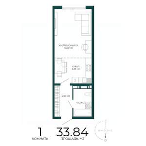 1-к квартира, вторичка, 34м2, 10/17 этаж