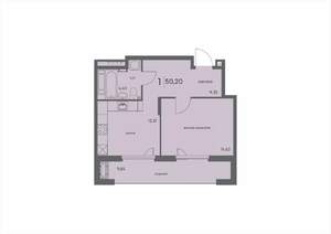 1-к квартира, вторичка, 50м2, 4/18 этаж
