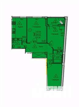 3-к квартира, строящийся дом, 71м2, 8/18 этаж
