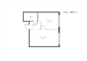 1-к квартира, вторичка, 46м2, 12/21 этаж