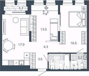 2-к квартира, вторичка, 64м2, 6/24 этаж
