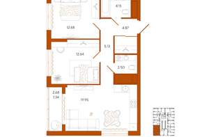 2-к квартира, вторичка, 63м2, 3/18 этаж