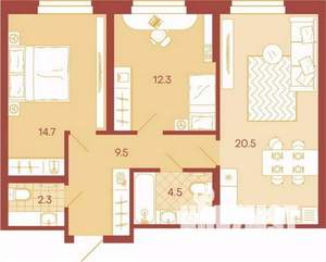 3-к квартира, вторичка, 64м2, 8/17 этаж